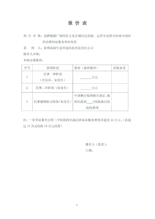 選聘桃源廣場(chǎng)特色文化區(qū)域打造招商、運(yùn)營(yíng)全過程合作商合同糾紛法律訴訟服務(wù)單位的詢價(jià)函.pdf_page_8